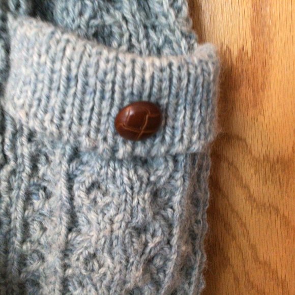 Ballybunion Knitwear - Vintage Light Blue Long Cardigan 100% Wool Sweater made - Picture 4 of 7